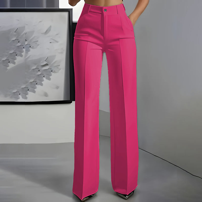 Pantalon de costume taille haute pour femmes Danoir Paris en tissu noir, coupe élégante et moderne, vue de face.
