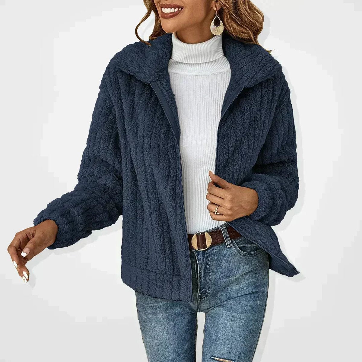 Veste zippée pour femme Danoir Paris, matelassée, en peluche douce, idéale pour rester au chaud en hiver.