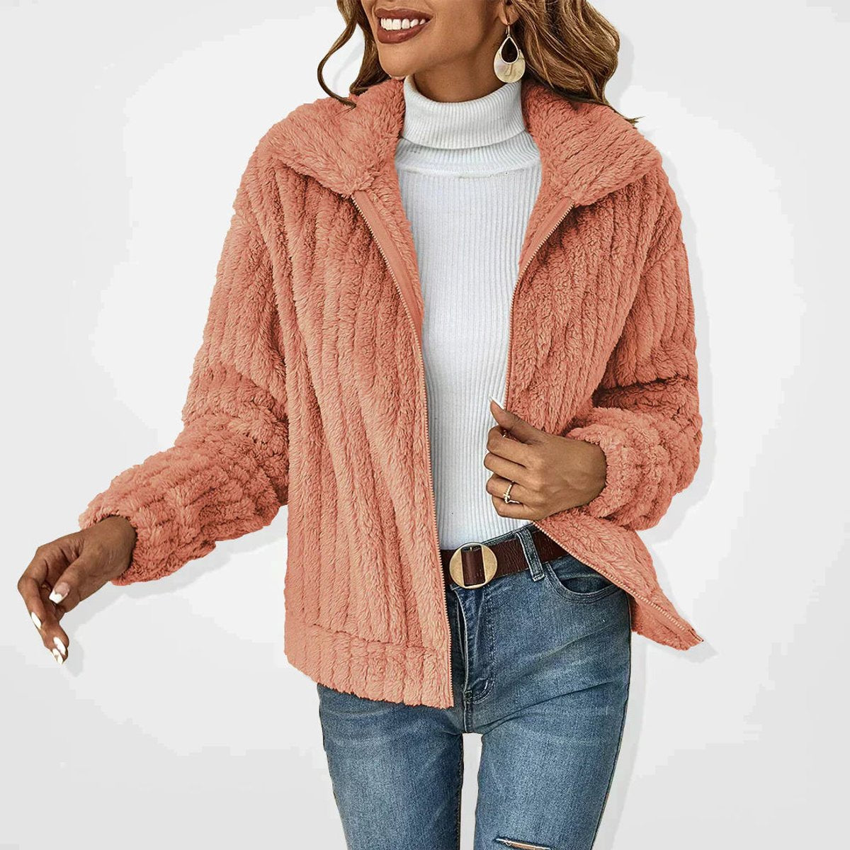 Veste zippée Danoir Paris Roberta pour femmes, matelassée, en fleece douillet et moelleux, idéale pour l'hiver.